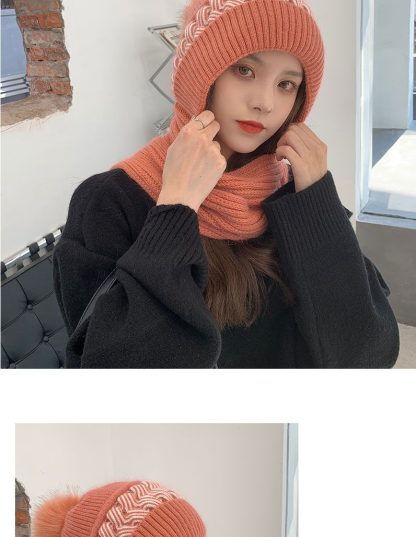 Double-Layered Knit Beanie Hat & Scarf Set - Image 6