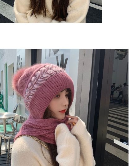 Double-Layered Knit Beanie Hat & Scarf Set - Image 5