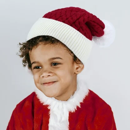 Knitted Christmas Pompom Hat - Image 6