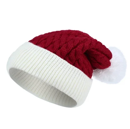 Knitted Christmas Pompom Hat - Image 2